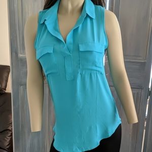 Loft medium blouse in turquoise blue green perfect